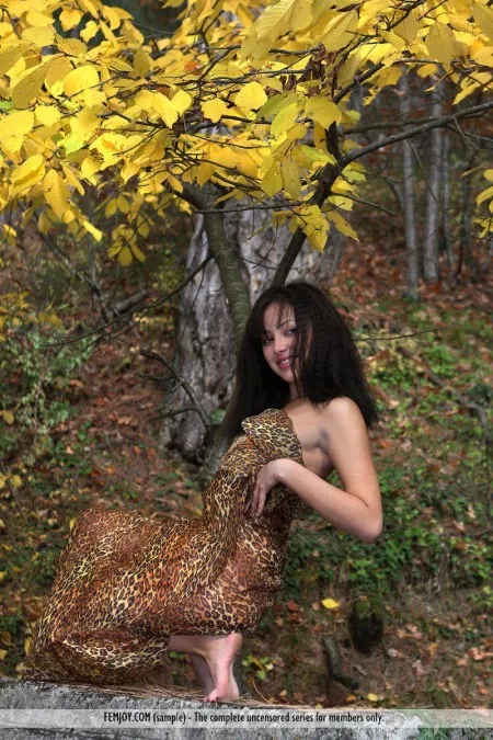 Милая брюнетка Beata Femjoy раздевается на улице